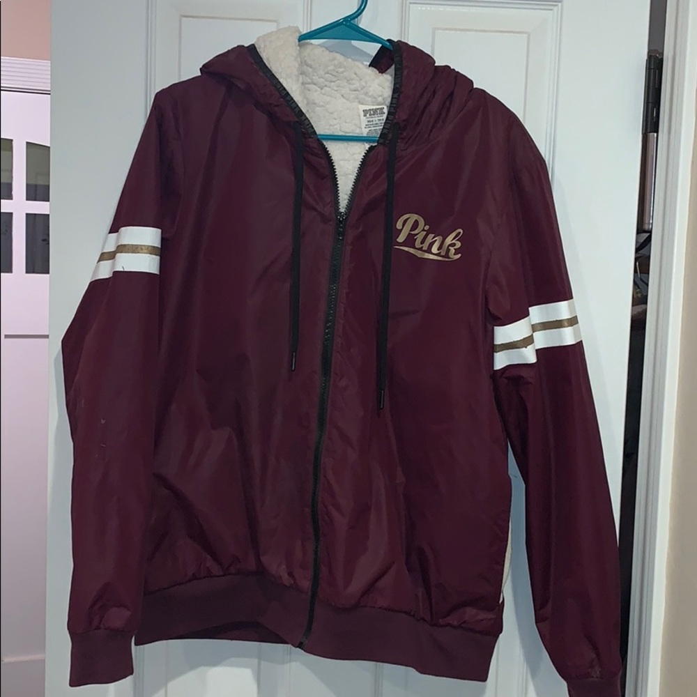 Women’s pink brand jacket with fleece
